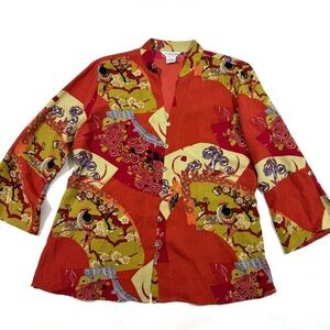 Citron Santa Monica Silk Blouse Asian Print